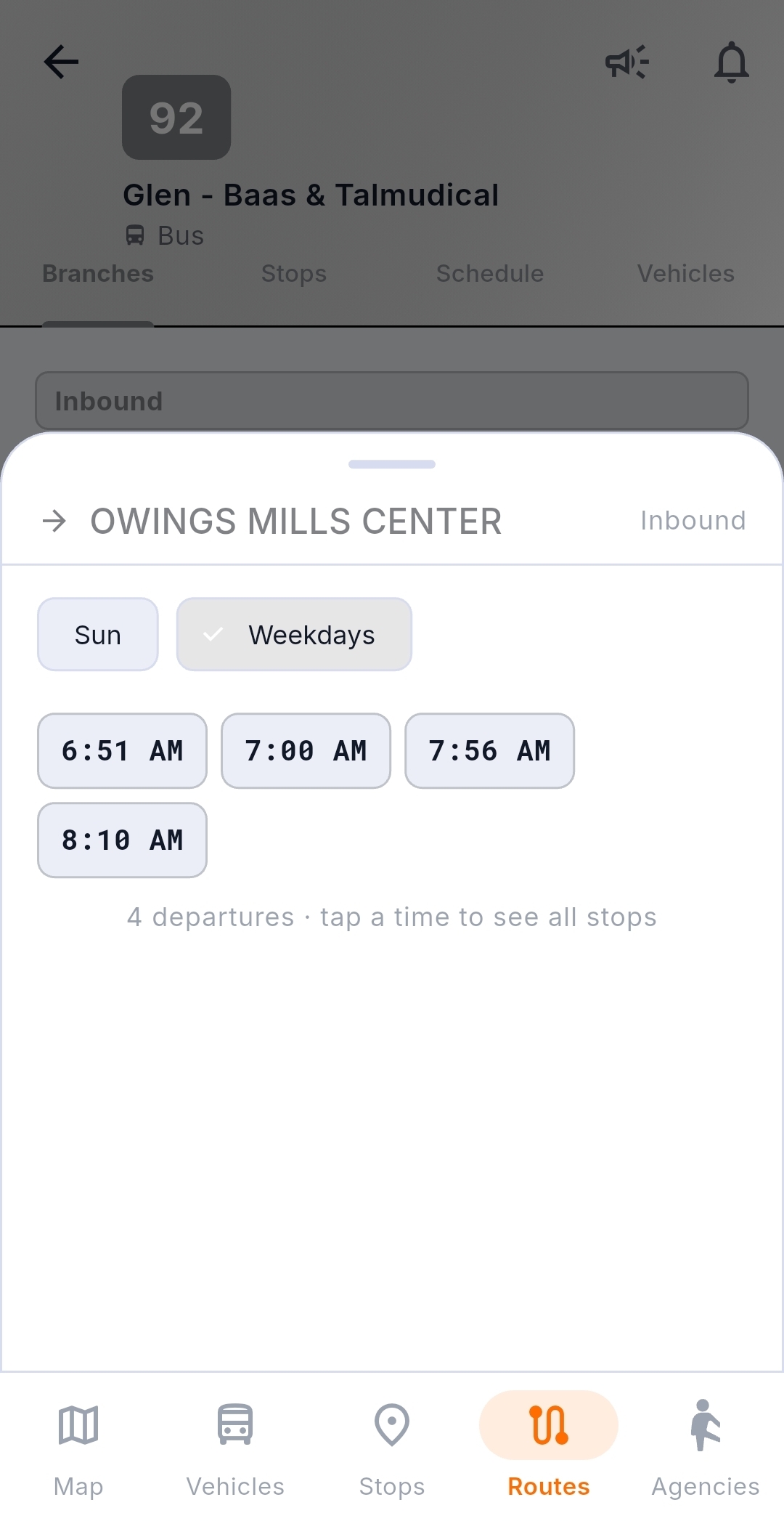 Route schedule